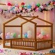 preview thumbnail 10 of 34, Kids and Baby Full Size Wood Bed House Bed Frame With Fence Walnut