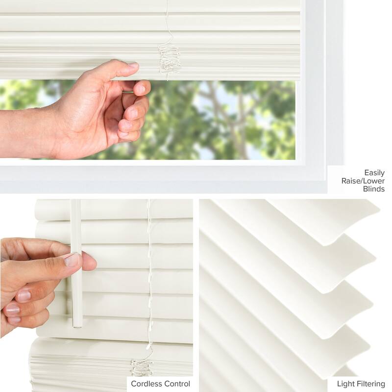 CHICOLOGY Cordless 1-Inch Vinyl Mini Blinds, Alabaster, 48 Height