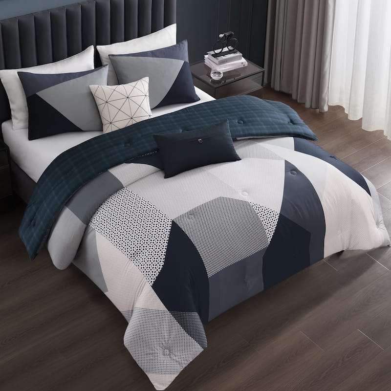 Bebejan Geo Fusion 100% Cotton Sateen 5 Piece Reversible Comforter Set