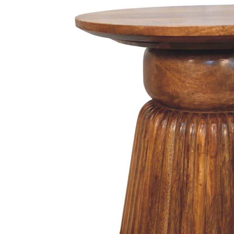 Artisan Furniture Solid Wood Amber Oak Round Side Table , Brown