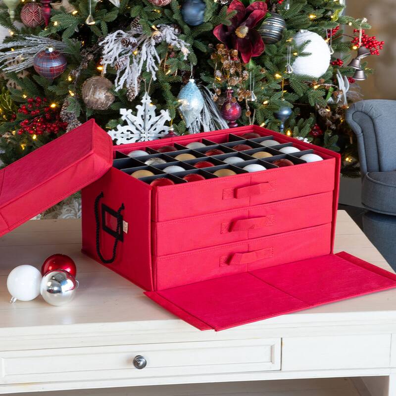72 (3 in.) Christmas Ornament Storage Box w/ Drawers