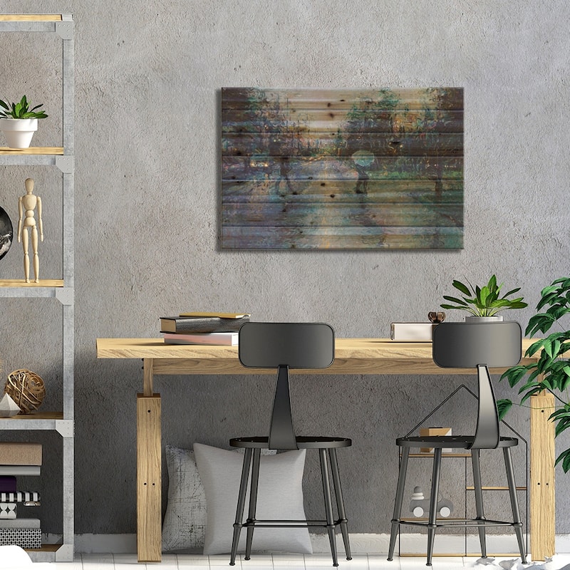 Slippery Sidewalk Print On Wood by Iris Scott - Multi-Color