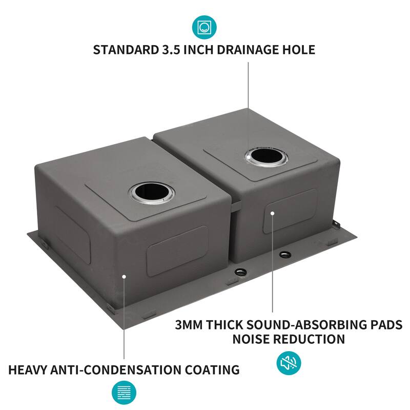 Dro-In 16 Gauge Double Bowl Stainless Steel Kitchen Sink in Brushed Nickel