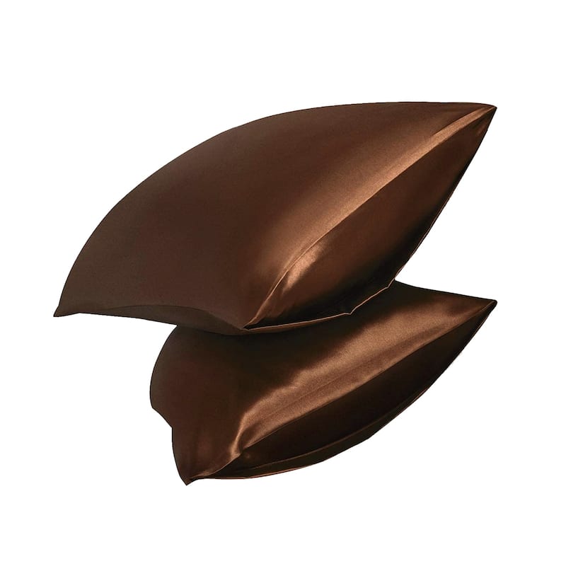 Luxury Silky Satin Pillow Cases - Queen - Chocolate