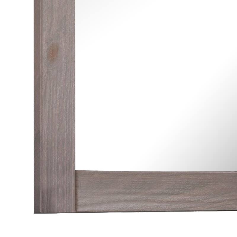 Stav 40 Inch Wall Mirror, Rustic White Solid Wood Rectangular Frame - Rustic White