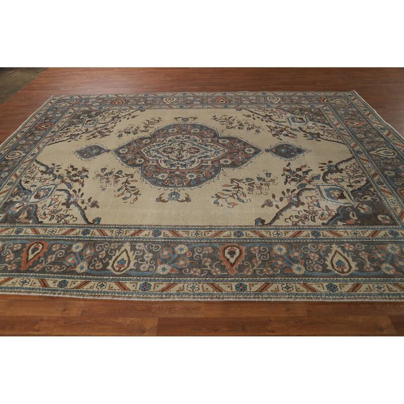 Tabriz Persian Vintage Area Rug Handmade Wool Carpet - 8'5" x 11'0"