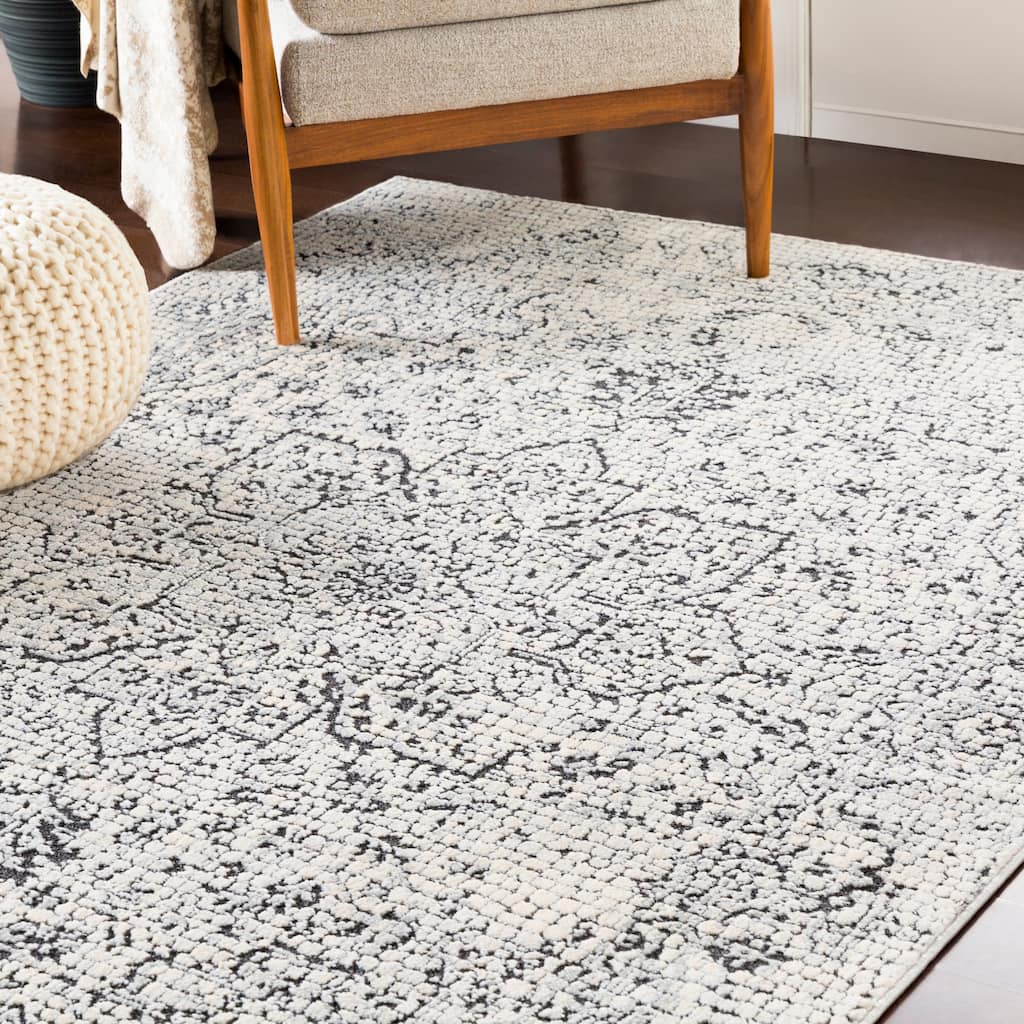 Anzio Gray Distressed Mosaic Area Rug (9'3" x 12'3") - 8'10" x 12'4"
