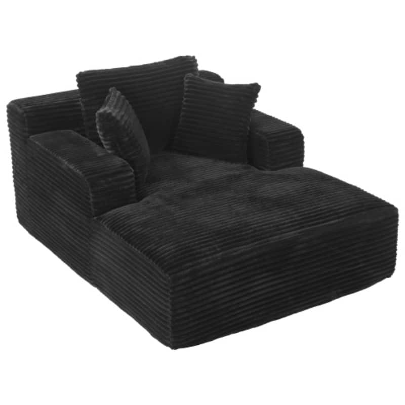 Full-Compressed Chaise Lounge Sofa Bed with Soft Corduroy Upholstery by Harper&Bright Designs