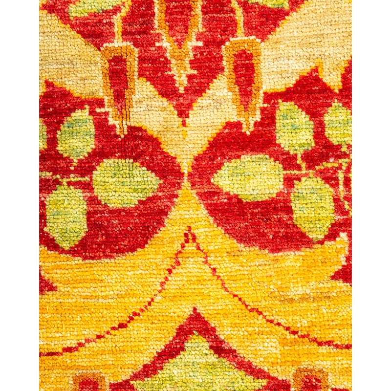 Overton Hand Knotted Wool Vintage Inspired Modern Contemporary Arts & Crafts Yellow Area Rug - 6' 7" x 9' 10"