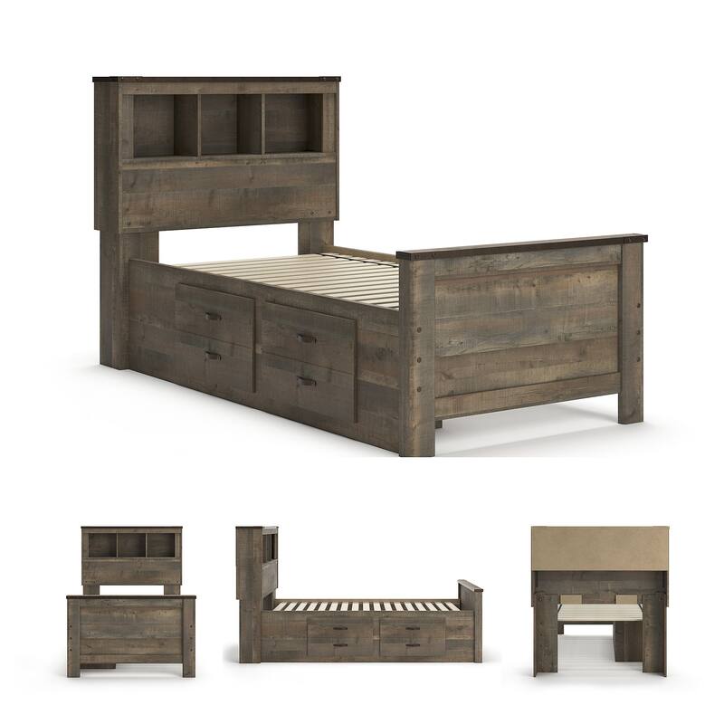 Trinell Bookcase Bed with Trundle Storage