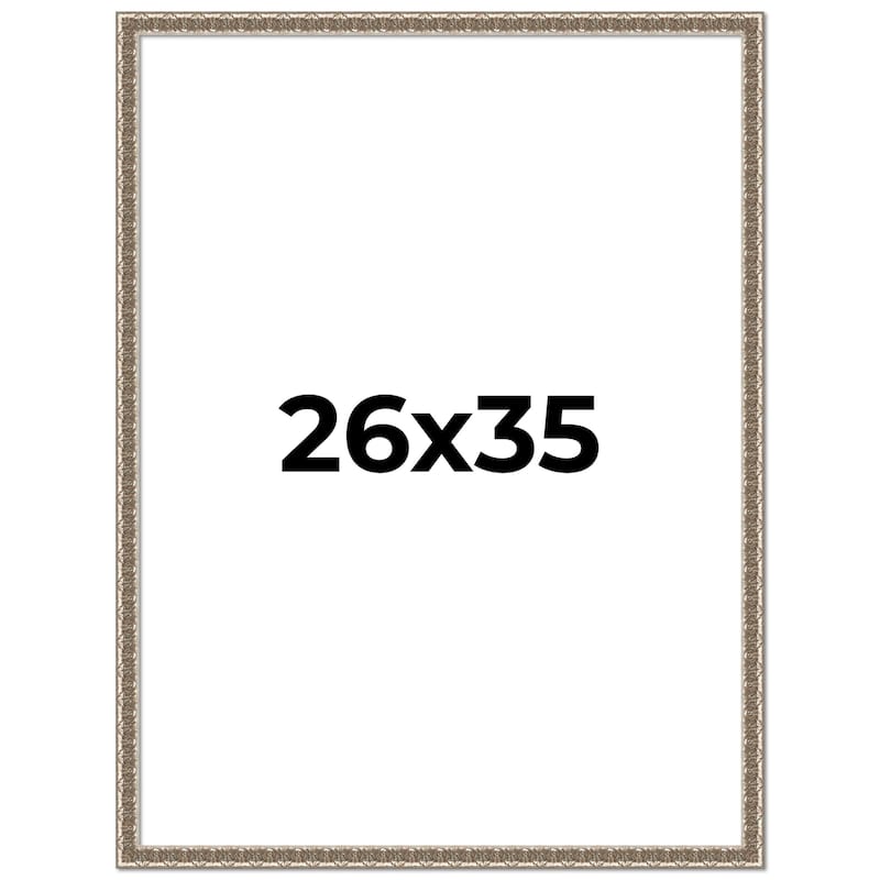 26x35 Frame Silver Versailles Ornate Solid Wood Picture Frame | 1 Inch