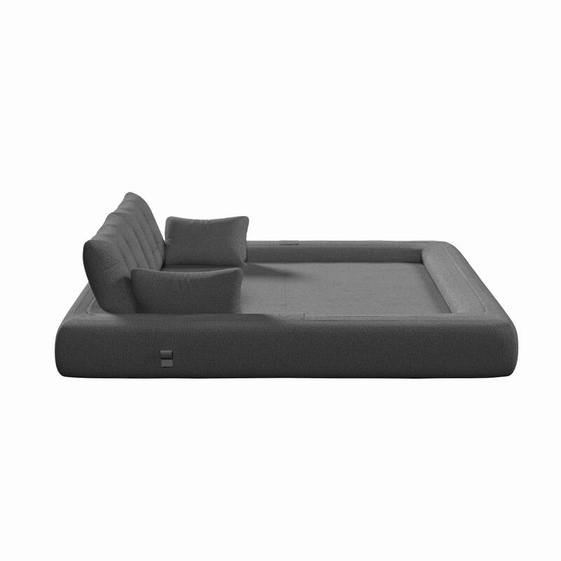 78.7" Teddy Fabric Multi-Functional Foldable 3-in-1 Sofa Bed with Pillows, Lazy Sofa Couch