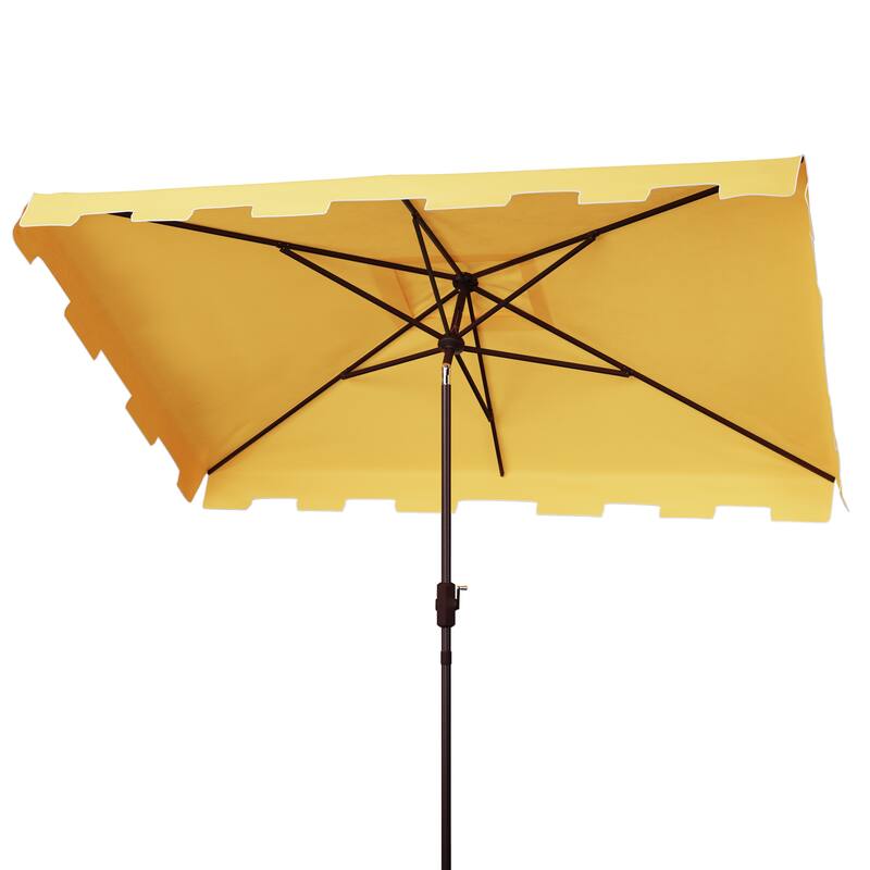 SAFAVIEH Outdoor Living Zimmerman 6.5 x 10-foot Rectangularangular Market Umbrella - Yellow/White
