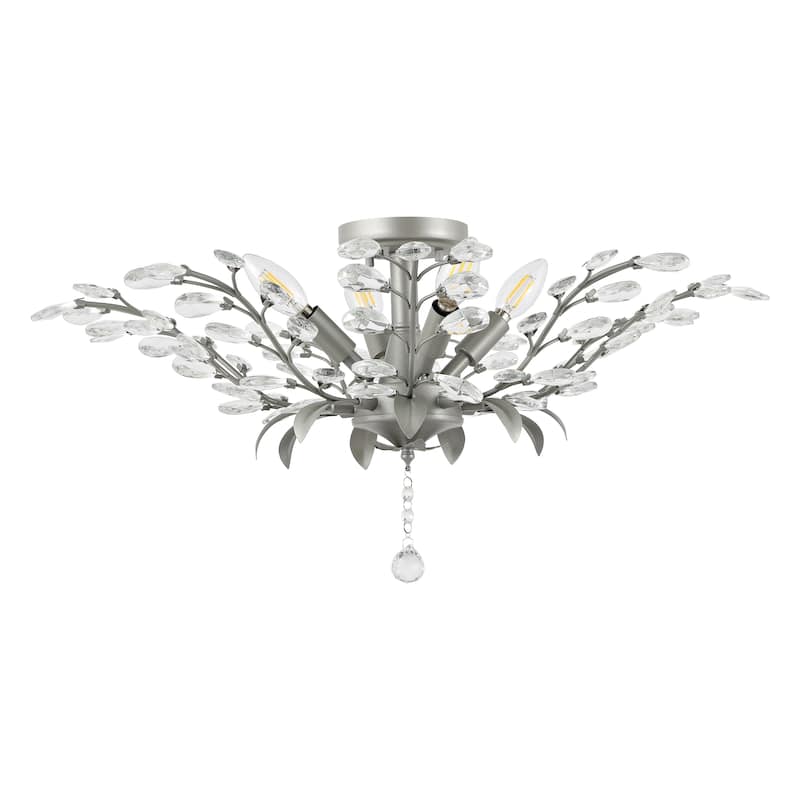 Adoria 26" 4-Light Contemporary Bohemian Iron/Acrylic LED Semi Flush Mount, by JONATHAN Y
