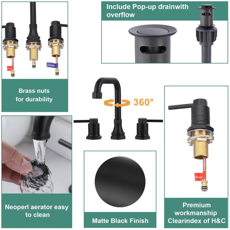 WOWOW Modern-Style Bathroom Faucet with Pop-Up Drain