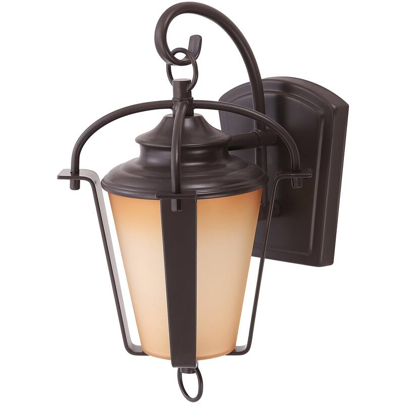 Sunlite 11.5 in. LED Alabaster Glass Wall Mount Outdoor Lantern Sconce with Antique Bronze