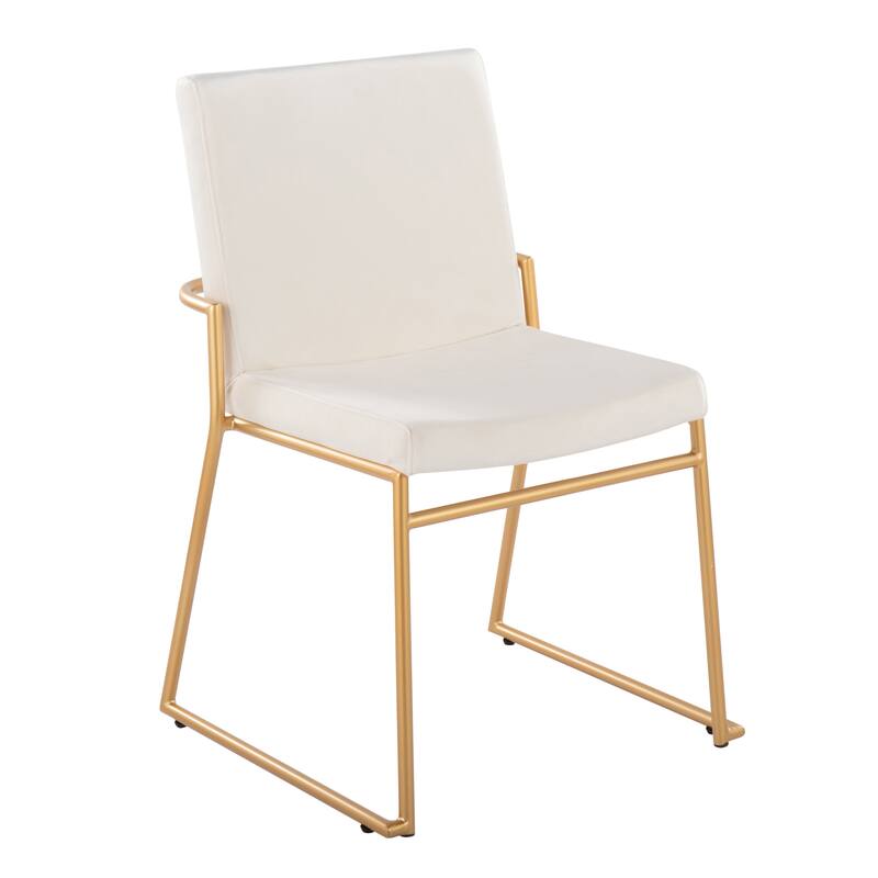 Silver Orchid Jayci Gold Metal Dining Chair (Set of 2) - Cream Velvet/Gold Metal