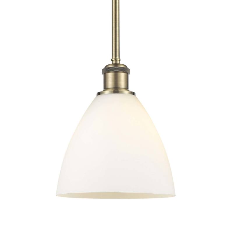 Innovations Lighting 516-1S-10-8 Bristol Pendant Bristol Glass 8" Wide - Antique Brass / Matte White