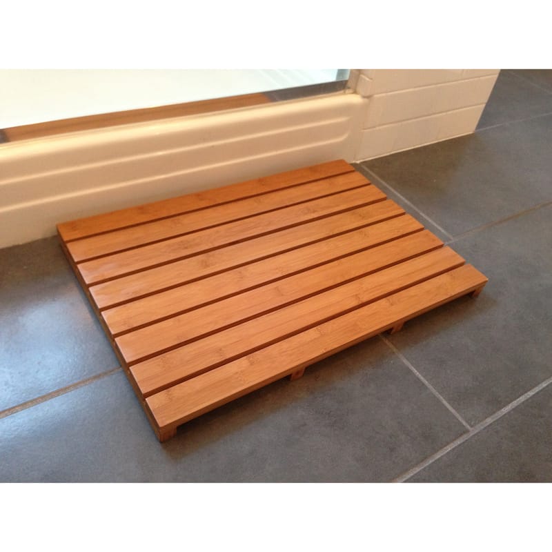 Jani Bamboo Bath and Sauna Mat - 16" x 24", Natural, Eco-Friendly, Durable and Stylish Floor Mat
