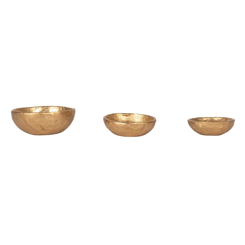 Gold Decorative Cast Aluminum Bowls (Set of 3 Sizes)