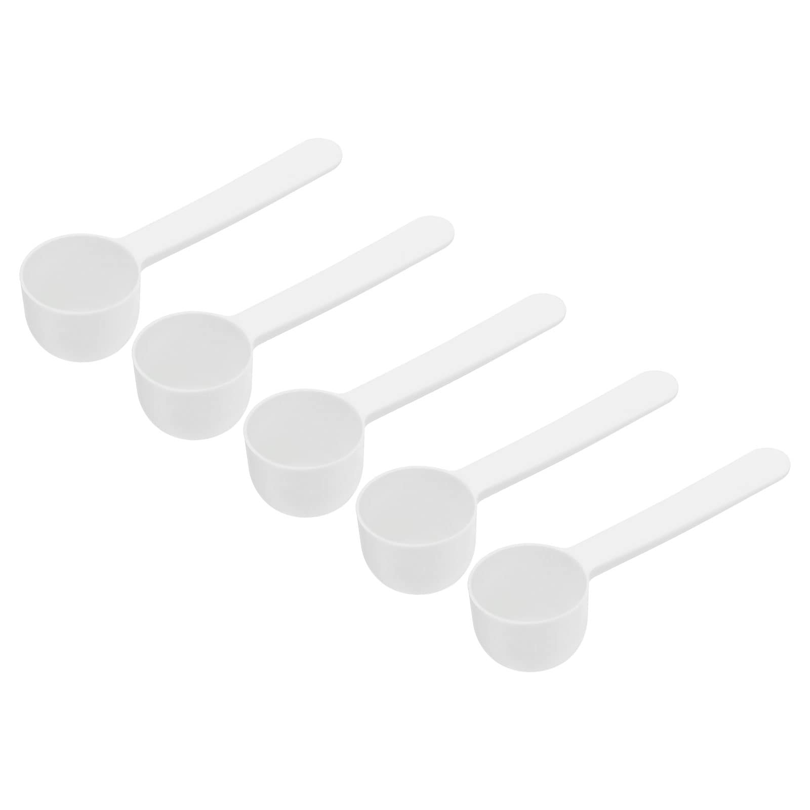 Micro Spoons 5 Gram Measuring Scoop Plastic Flat Bottom Spoon 30pcs - White
