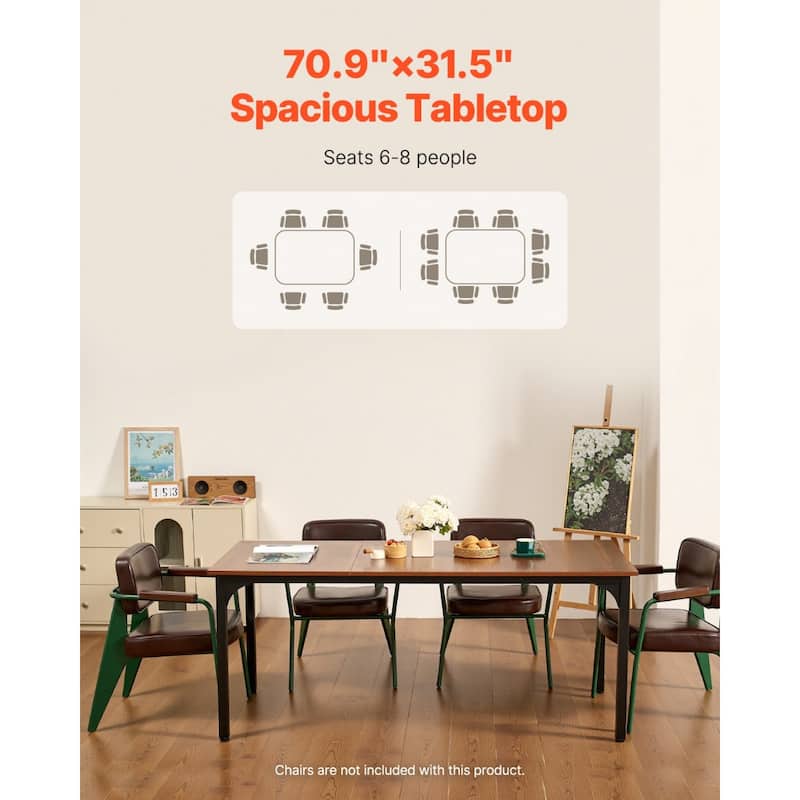 71 Inch Dining Table Wood for 6-8 People Brown Modern Kitchen Table - 70.9 x 31.5 x 29.5 inch