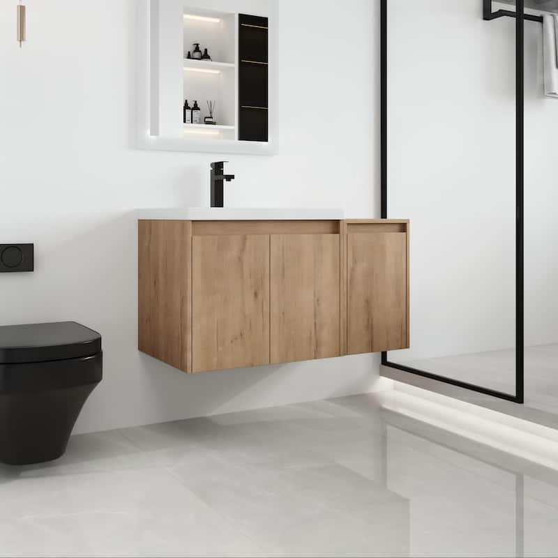 Malwee 36"/48"/60" Floating Bathroom Vanity,Wall Mounted Bathroom Vanity with Sink,Soft Close Door and Adjustable Shelf