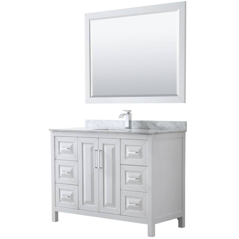 Wyndham Collection Daria 48" Free Standing Single Vanity Set with MDF - White / White Carrara Marble Top / Polished Chrome - Painted