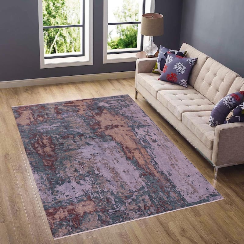 Eclectic Anderson Blue/Brown Wool&Silk Rug - 8'1'' x 10'1'' - 8 ft. 1 in. X 10 ft. 1 in.
