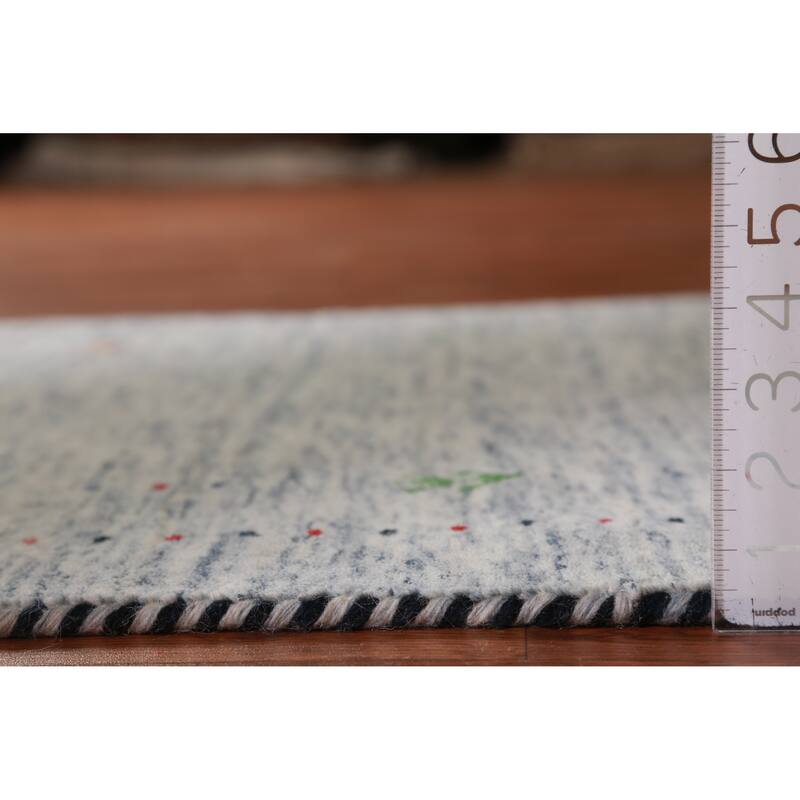 Hand Knotted Oriental 100% Wool Carpet Tribal Stripe Beige & Ivories Gabbeh Area Rug - 4' 9'' X 3' 0''