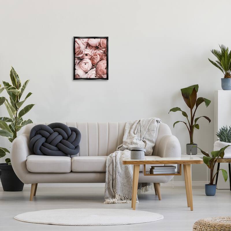 Stupell Pink Muted Peonies Framed Floater Canvas Wall Art Design by Incado