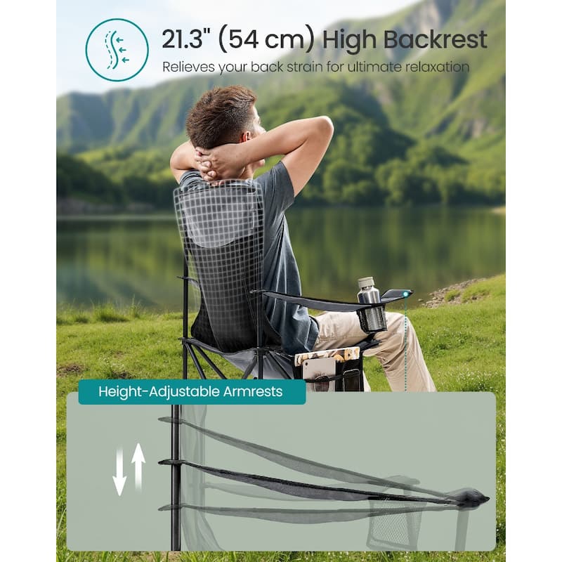 Set of 2 Foldable Camping Chairs with Mesh Back and Cup Holder Include Carry Bag for Outdoor Use - 20.3"D x 34"W x 38.2"H