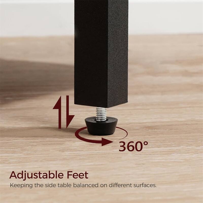 Side Table End Table with Charging Station