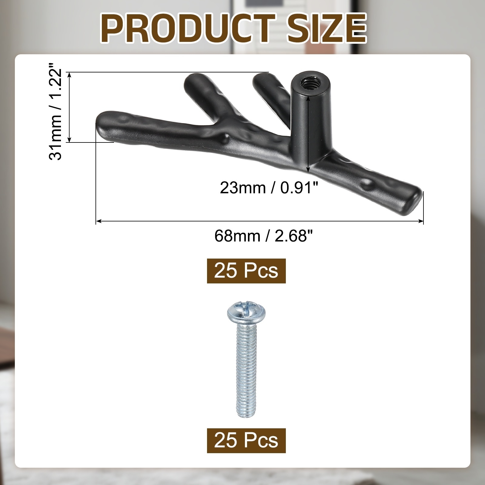 Twig Knobs, Zinc Alloy Tree Branch Furniture Dresser Pull Handles, Single Hole Handle for Kitchen