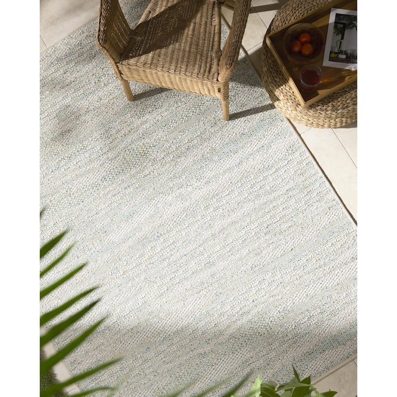 Livabliss Crete Cottage Indoor/Outdoor Area Rug - Grey/Blue - 6'3" x 9'