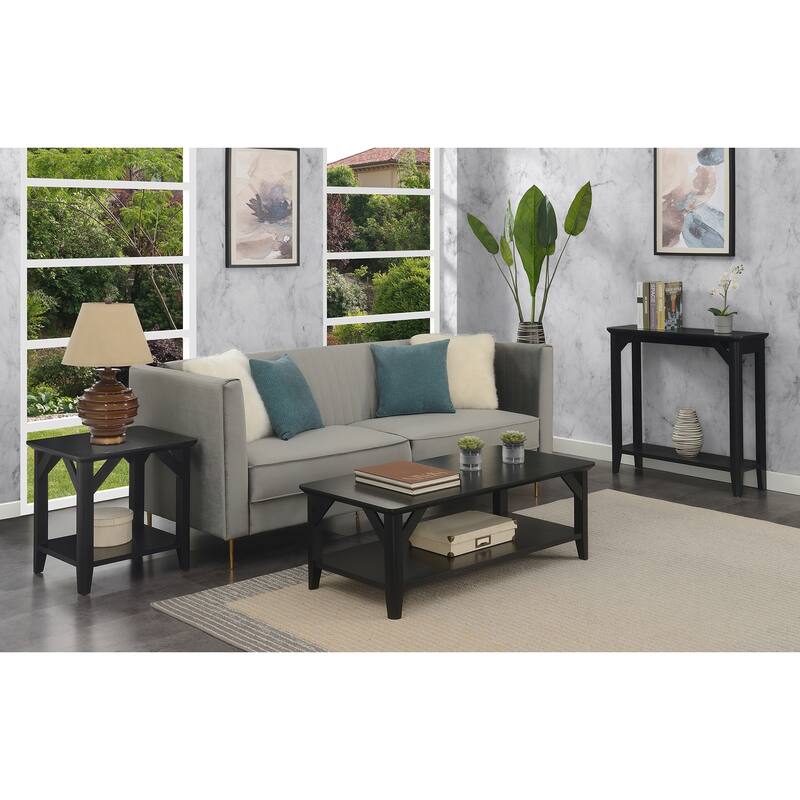 Rustic End Table with Shelf, Two Tier Storage and Tapered Legs, Woodgrain Accent Side Table for Living Room or Office - 22