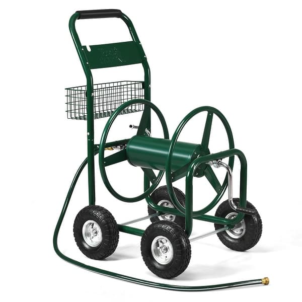 Garden Hose Reel Cart 4 Wheels Outdoor Heavy Duty Water Hose