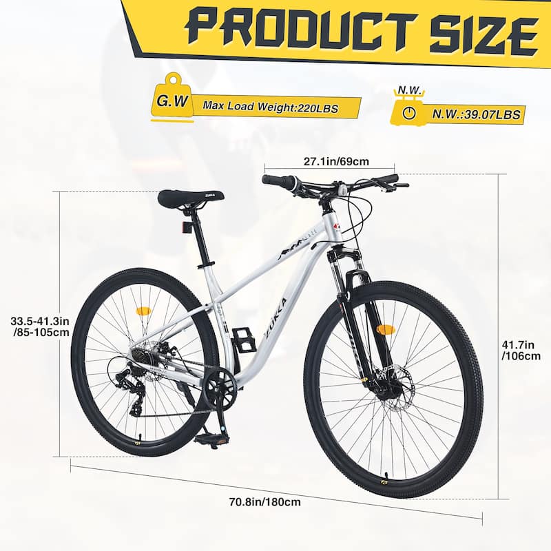 29 Inch Wheels 8 Speed Mountain Bike, For Men Women Boys And Girls, Front Suspension, Steel Frame