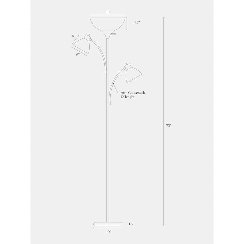 Brightech Sky Dome Double 72 in. Antique Brass Industrial 3-Light 3-Way Dimming LED Floor Lamp with 3 White Plastic Bowl Shades