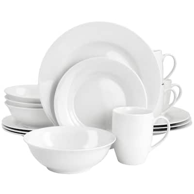 Gibson Home White Cloud Fine Ceramic 16 Piece Dinnerware Set in White - 16 Piece Set