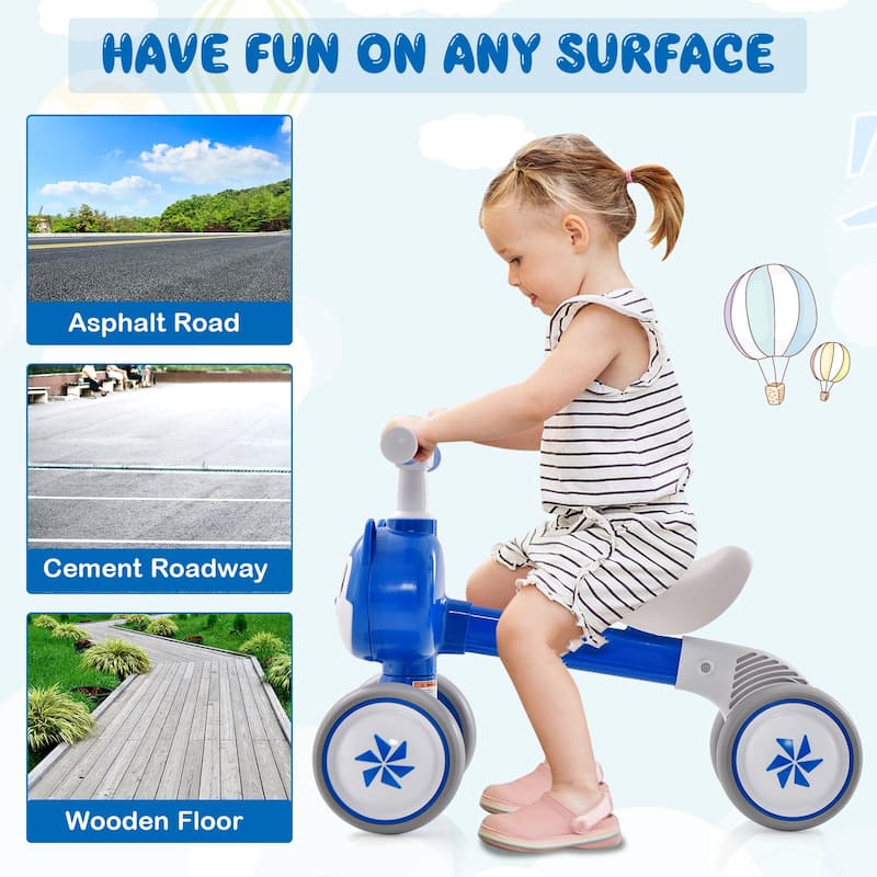 2-in-1 Blue Toddler Balance Bike with Carbon Steel Frame for Ages 10-36 Months Smooth Ride - 22" x 10.5" x 16" (L x W x H)