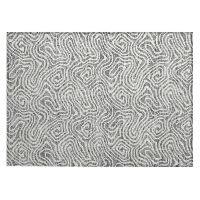 Machine Washable Indoor/ Outdoor Modern Trance Chantille Rug
