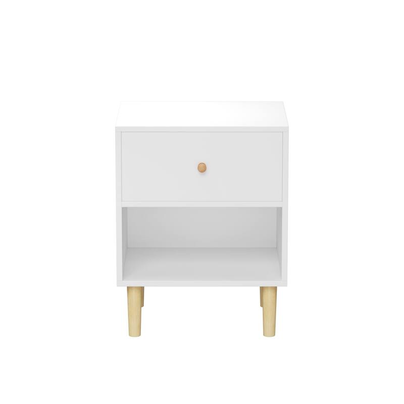 Modern Minimalist Nightstand with One Drawer One Shelf