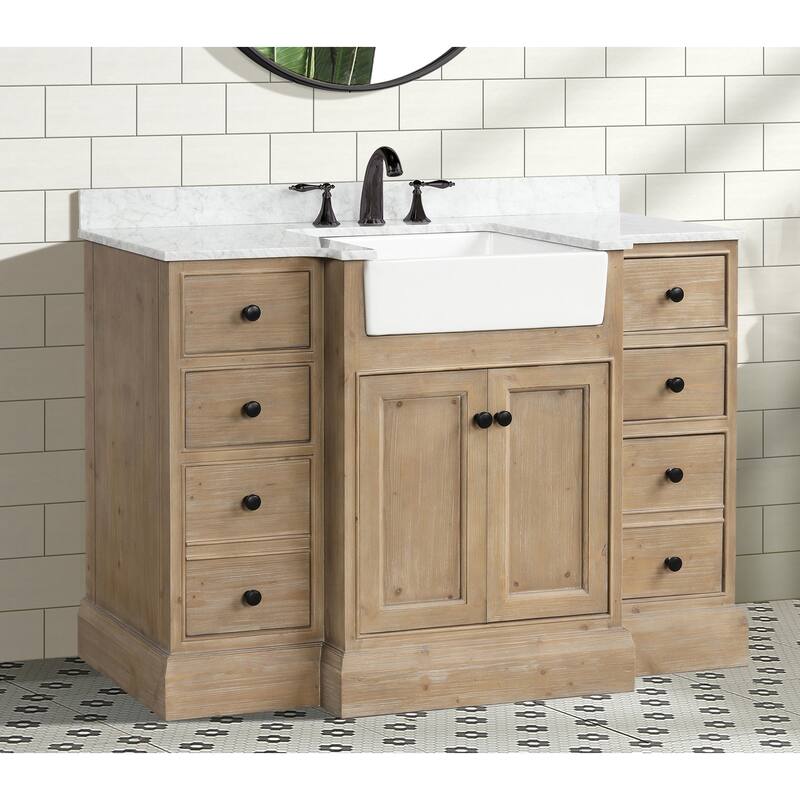 Ari Bath, Kelly 48" Bathroom Vanity, Weathered Fir Finish, Italian Carrara Marble - 48