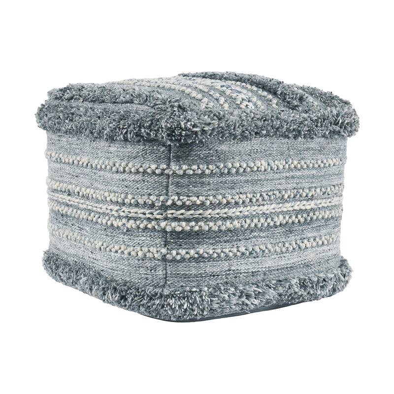 Villa by Classic Home Elko 18" Blue Indoor-Outdoor Pouf