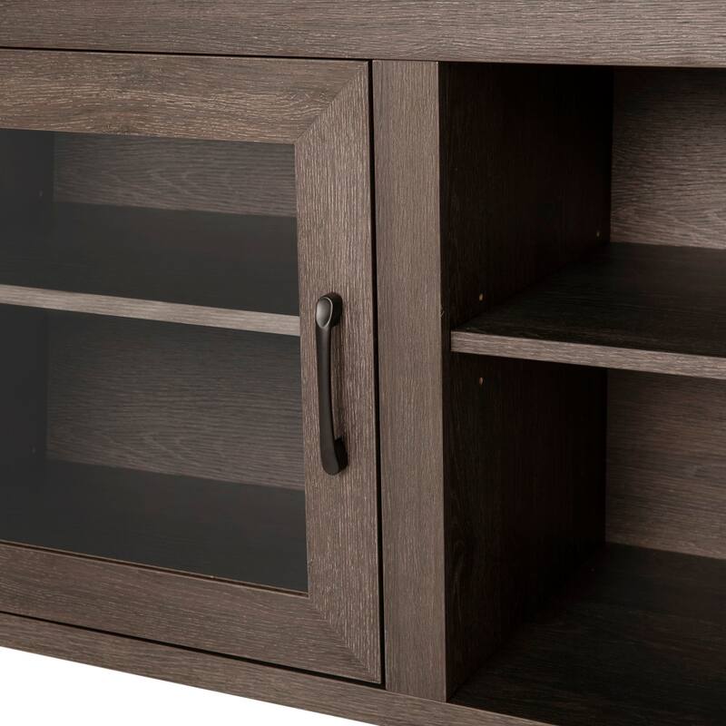 Classic TV Stand for up to 80" TVs-Glass Fronted Doors-Modern Finish