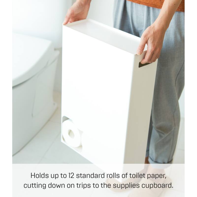 Yamazaki Home Toilet Paper Stocker, Steel, Holds 12 toilet paper rolls, Holds 4.4 lbs