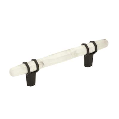Carrione 3-3/4 in (96 mm) Center-to-Center Marble White/Black Bronze Cabinet Pull - 3.75