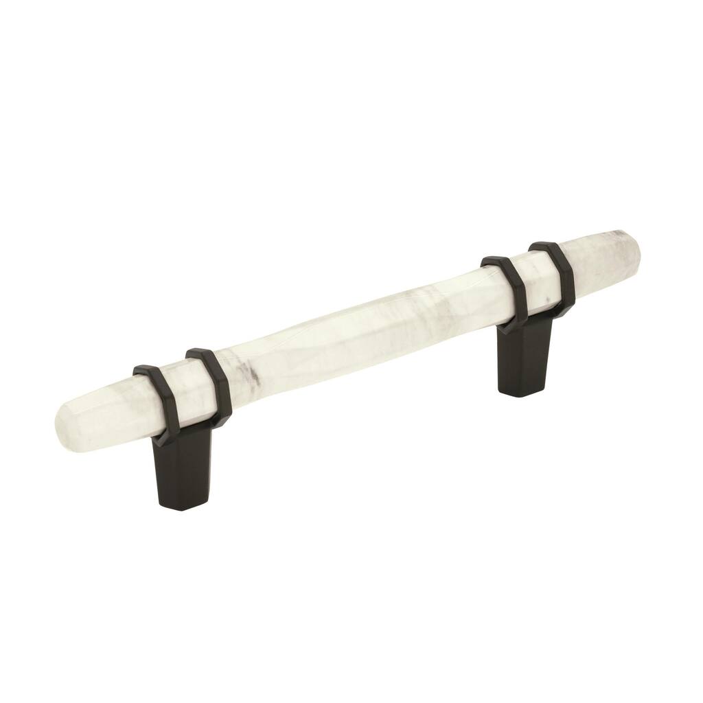 Carrione 3-3/4 in (96 mm) Center-to-Center Marble White/Black Bronze Cabinet Pull - 3.75