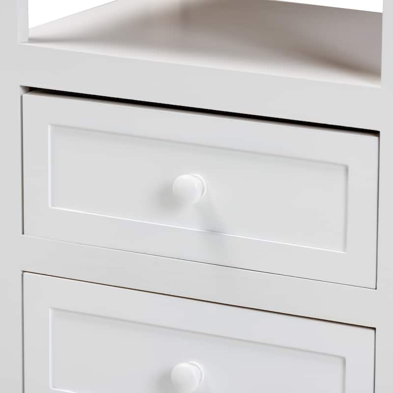 Baxton Studio Karsen Modern and Contemporary White Finished Wood 2-Drawer End Table